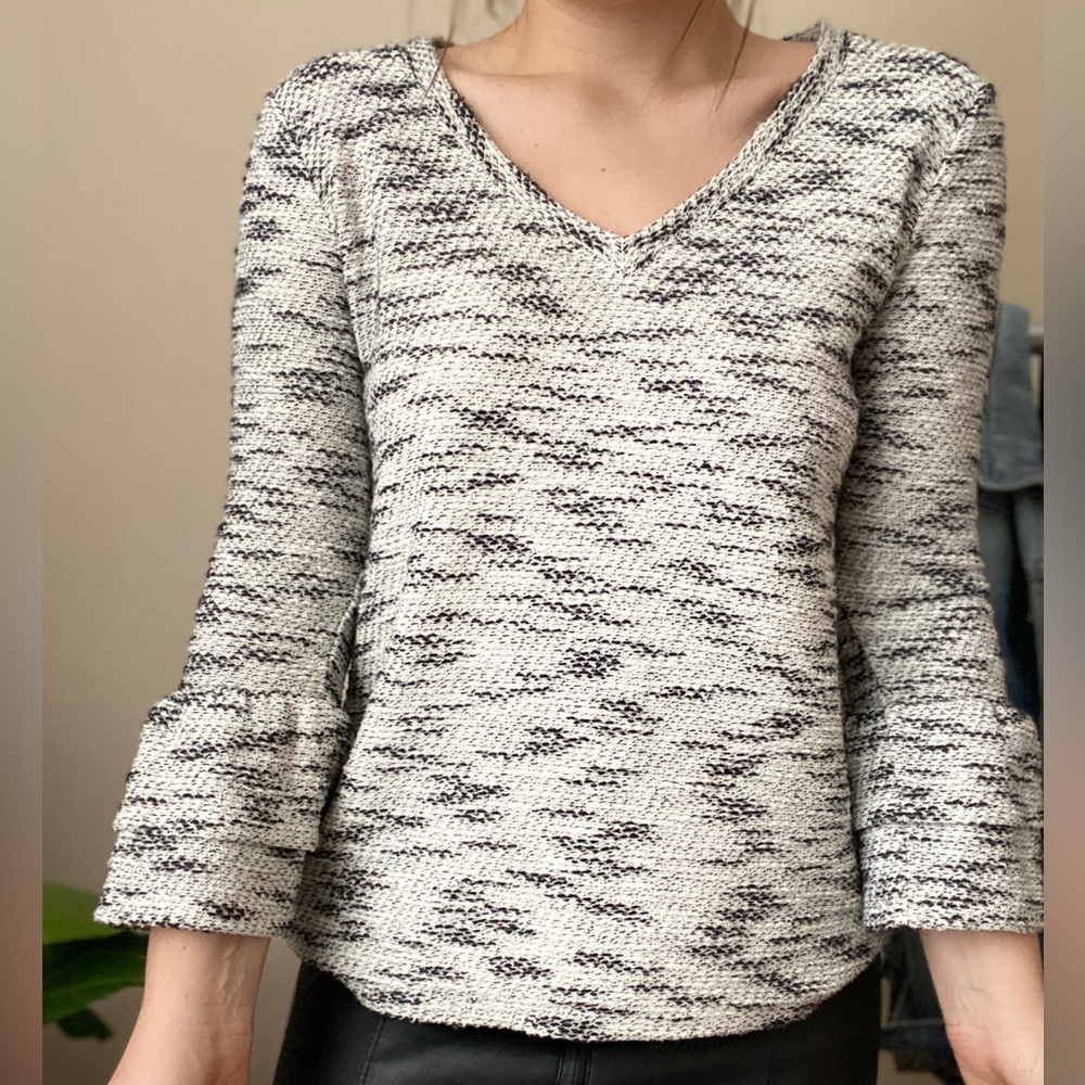 Black and White Marled Knit Sweater